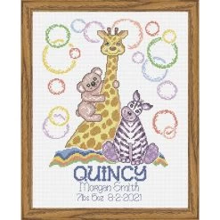 Baby By Herrschners Zoo Stack Birth Record Counted Cross-Stitch Kit