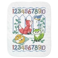 Baby By Herrschners Pre-Quilted Foxy Baby Quilt Stamped Cross-Stitch Kit