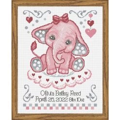 Baby By Herrschners Lovable Ellie Birth Record Counted Cross-Stitch Kit