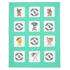 Herrschners Flower Farm Animals Kid's Quilt Blocks Stamped Cross-Stitch