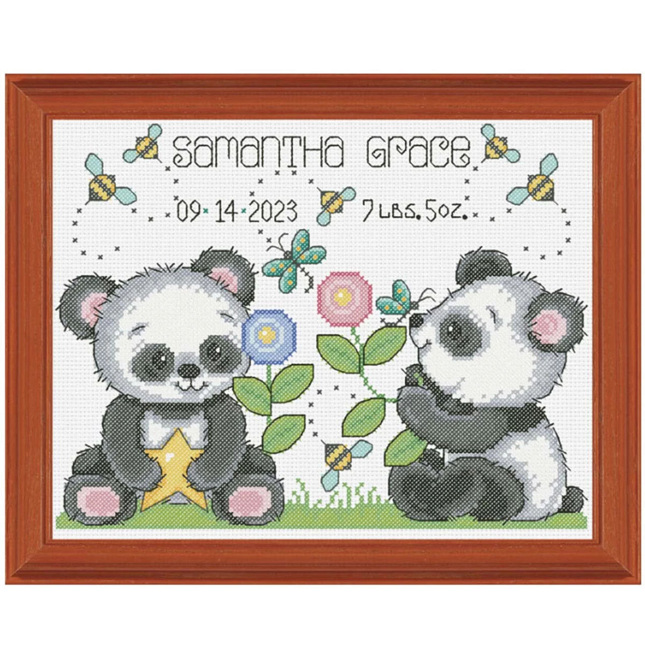 Herrschners Playful Pandas Birth Record Counted Cross-Stitch Kit 1 Herrschners Playful Pandas Birth Record Counted Cross-Stitch Kit