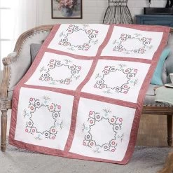 Herrschners Flora Quilt Blocks Stamped Embroidery