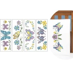 Herrschners Butterfly Showcase Pillowcases Stamped Cross-Stitch