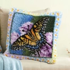 Herrschners Butterfly Dance Pillow Latch Hook Kit