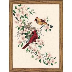 Dimensions Cardinals In Dogwood Stamped Embroidery Kit