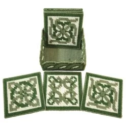 Herrschners Celtic Knot Coasters With Holder Plastic Canvas Kit