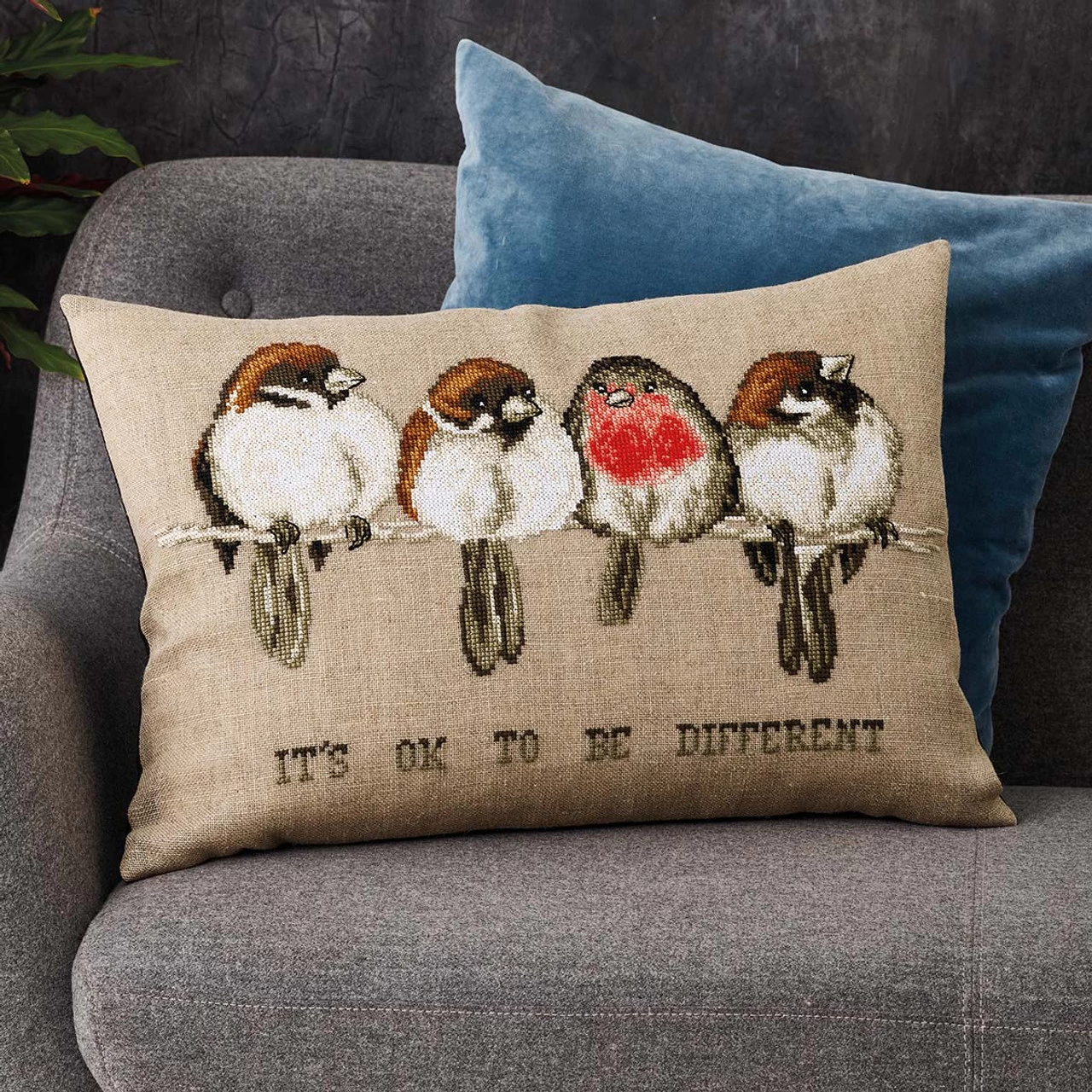 Permin Okay To Be Different Pillow Cover Counted Cross-Stitch Kit 1 Permin Okay To Be Different Pillow Cover Counted Cross-Stitch Kit