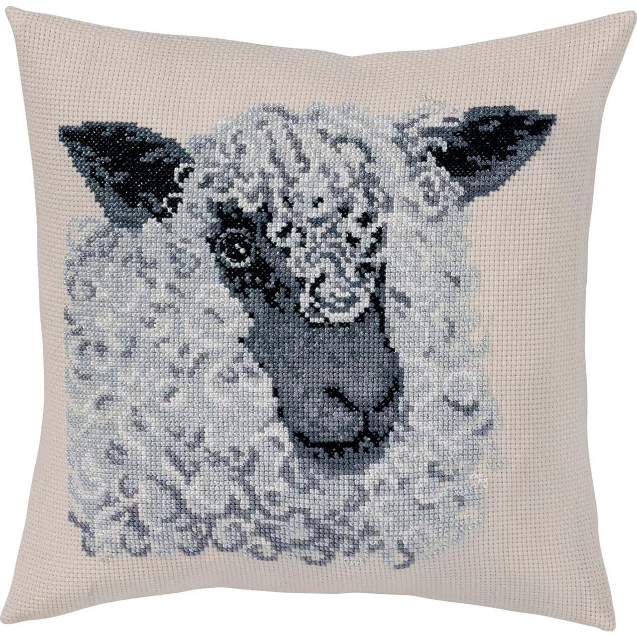 Permin Gray Sheep Pillow Counted Cross-Stitch Kit 1 Permin Gray Sheep Pillow Counted Cross-Stitch Kit
