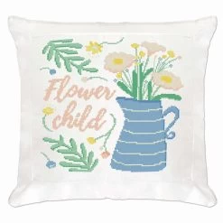 Herrschners Flower Child Pillow Cover Counted Cross-Stitch Kit