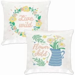 Herrschners Flower Child & Live Wild Pillow Cover Set Counted Cross-Stitch