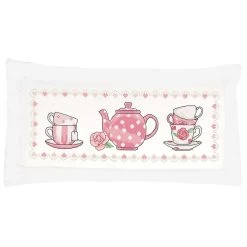 Herrschners You, Me, & Tea Pillow Cover Counted Cross-Stitch Kit