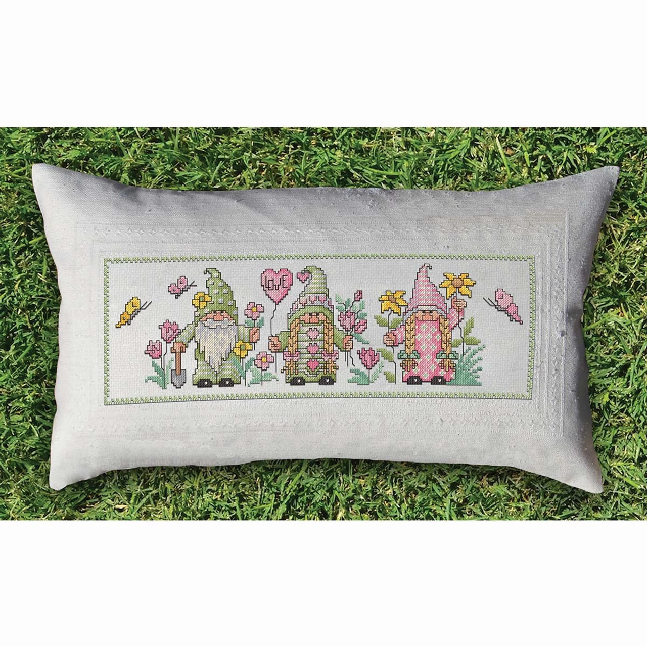 Herrschners Spring Gnome Pillow Cover Counted Cross-Stitch Kit 1 Herrschners Spring Gnome Pillow Cover Counted Cross-Stitch Kit