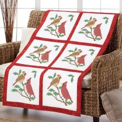 Herrschners Christmas Cardinals Quilt Blocks Stamped Cross-Stitch
