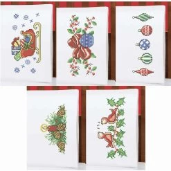 Herrschners Homespun Holiday Pillowcase Collection Stamped Cross-Stitch