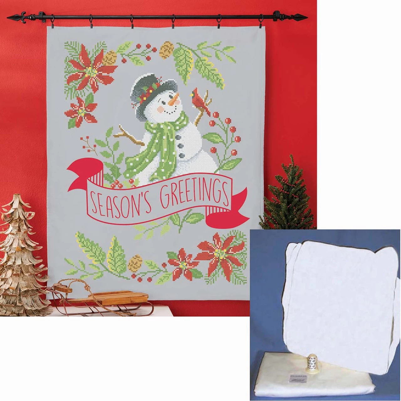 Herrschners Seasons Greetings Lap Quilt Set Stamped Cross-Stitch 1 Herrschners Seasons Greetings Lap Quilt Set Stamped Cross-Stitch