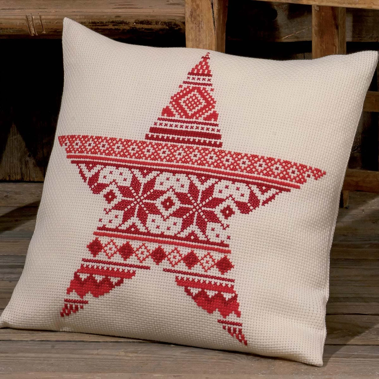 Permin Star Bright Pillow Counted Cross-Stitch Kit 1 Permin Star Bright Pillow Counted Cross-Stitch Kit
